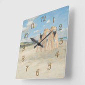Horloge Carrée Temps de Plage (Angle)