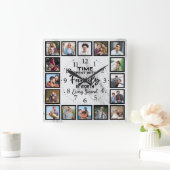 Horloge Carrée Temps passé avec la famille vaut chaque seconde (Maison)