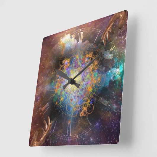 Horloge Carrée Temps spatial atomique (Angle)