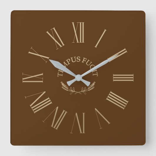 Horloge Carrée Tempus Fugit Brown Acrylique Wall Clock (Recto)