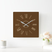 Horloge Carrée Tempus Fugit Brown Acrylique Wall Clock (Maison)