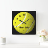 Horloge Carrée Tennis Ball Sport Wall Personnaliser l'horloge (Maison)