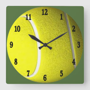 Horloge Carrée Tennis Ball with Black Numbers Sport Wall Clock