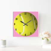 Horloge Carrée Tennis balle rose (Maison)