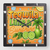 Horloge Carrée Tequila Lime Sunshine Party (Recto)