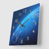 Horloge Carrée Terre bleue (Angle)