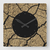 Horloge Carrée Terres sèches avec terre fêlée (Recto)