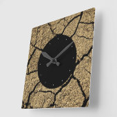 Horloge Carrée Terres sèches avec terre fêlée (Angle)