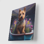 Horloge Carrée Terrier australien à Paddle : Une aventure Pittore (Angle)