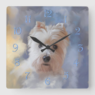 Horloge Carrée Terrier blanc de West Highland