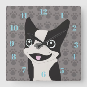 Horloge Carrée Terrier de Boston