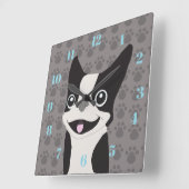 Horloge Carrée Terrier de Boston (Angle)