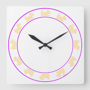 Horloge Carrée Terriers écossais roux