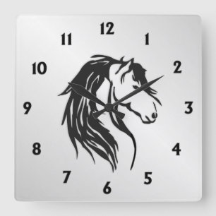 Horloge Carrée Tête de cheval noble