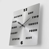 Horloge Carrée Tête numérique en acier brossé moderne (Angle)