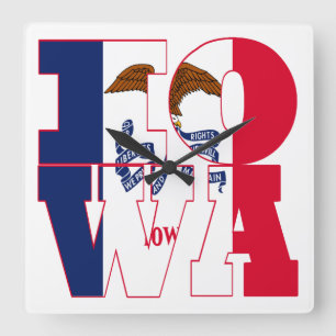Horloge Carrée Texte de l'indicateur d'état Iowa