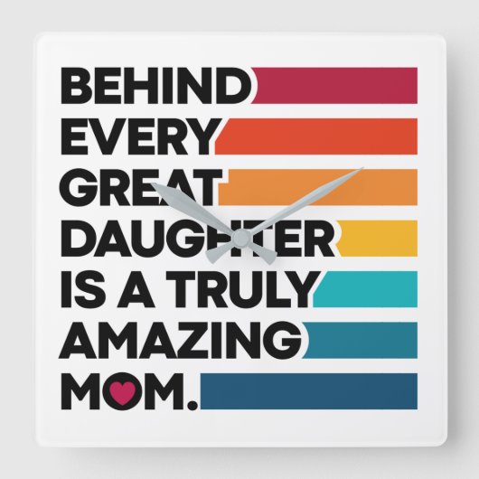 Horloge Carrée Texte d'expression de conception mignonne pour la  (Recto)