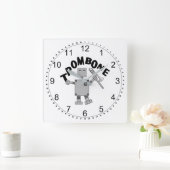 Horloge Carrée Texte du robot de bombardement (Maison)