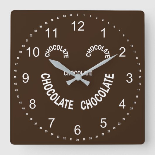 Horloge Carrée Texte faciale au chocolat (Recto)