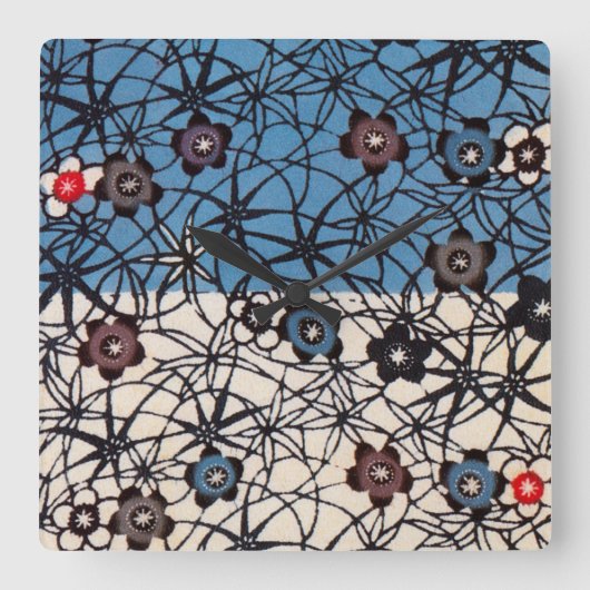 Horloge Carrée Textile japonais Kimono vintage (Bingata) (Recto)