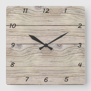 Horloge Carrée Texture Arrière - plan de bois de chauffe
