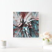 Horloge Carrée texture biseautée rouge à bleu pixélisée (Maison)