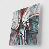 Horloge Carrée texture biseautée rouge à bleu pixélisée (Angle)