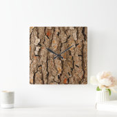 Horloge Carrée Texture de l'écorce d'arbre (Maison)