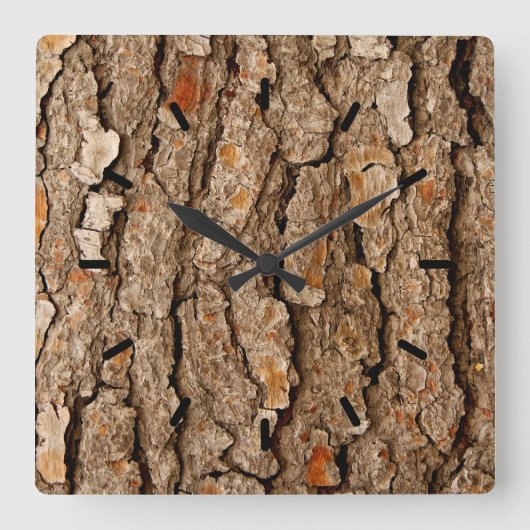 Horloge Carrée Texture de l'écorce d'arbre (Recto)