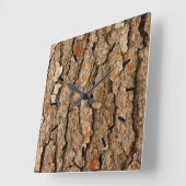 Horloge Carrée Texture de l'écorce d'arbre (Angle)