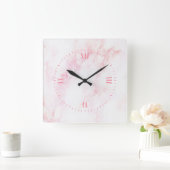 Horloge Carrée Texture de marbre rose doux (Maison)