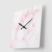 Horloge Carrée Texture de marbre rose doux (Angle)