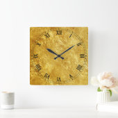 Horloge Carrée Texturé d'or (Maison)