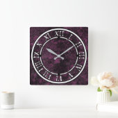 Horloge Carrée Texture en cuir bordeaux (Maison)