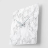 Horloge Carrée Texture en faux marbre blanc et gris (Angle)