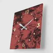 Horloge Carrée Texture en marbre rouge en terre cuite (Angle)