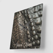 Horloge Carrée Texture Gator (Angle)