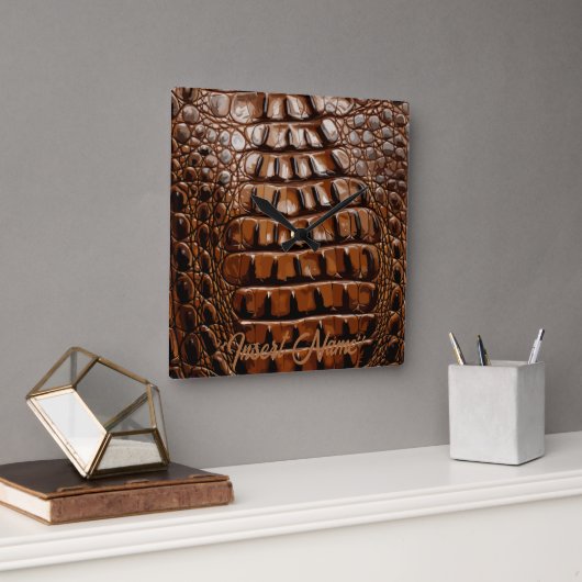 Horloge Carrée Texture Gator (Bureau)