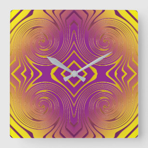 Horloge Carrée texture métallique géométrique de remous