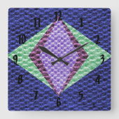 Horloge Carrée Texture multicolore crochet (Recto)