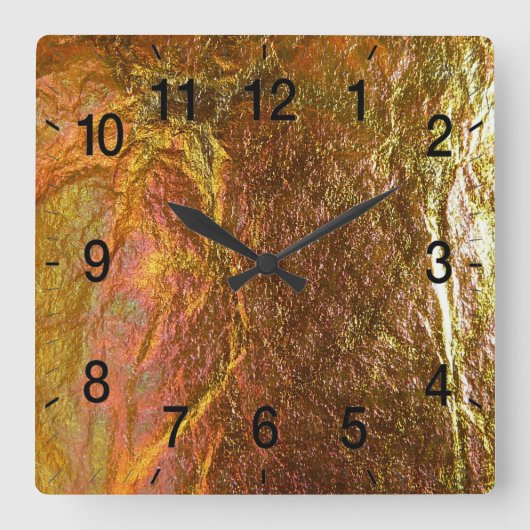 Horloge Carrée Texture plaquée or et laiton avec une patte de cri (Recto)
