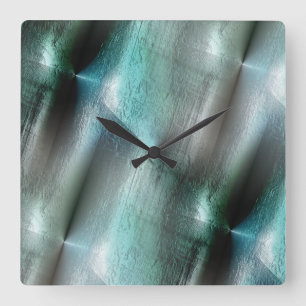 Horloge Carrée Texture rocheuse gris cyan souple avec détails num