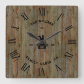 Horloge Carrée Texture rustique en bois Numéros romains Maison de (Recto)