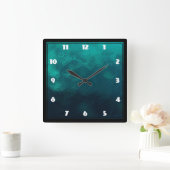 Horloge Carrée Texture verte en verre dépoli (Maison)