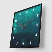 Horloge Carrée Texture verte en verre dépoli (Angle)