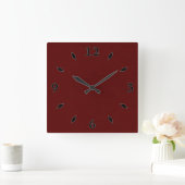 Horloge Carrée Textured dark red, red-brown. (Maison)