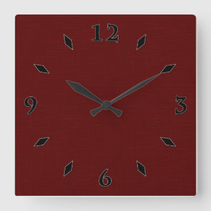 Horloge Carrée Textured dark red, red-brown.