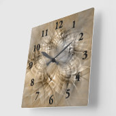Horloge Carrée Textures d'art fractal moderne abstrait tons de te (Angle)