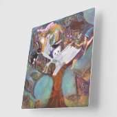 Horloge Carrée The Collector Whimsical Animals in Tree (Angle)