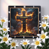 Horloge Carrée The Cross Victory Faith Philippians 4:13 Verse